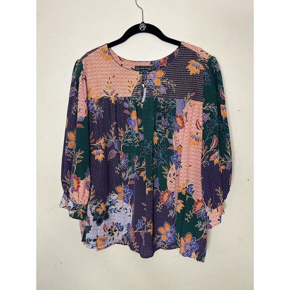 NWOT Johnny Was Deneb 100% Silk Peasant Floral Blouse Size Medium Large Boho Art - Picture 2 of 10